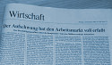 Der Wirtschaftsteil einer Tageszeitung